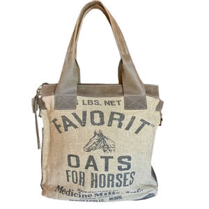 American Glory  Favorite Oats cross body convertible bag cotton linen  leather